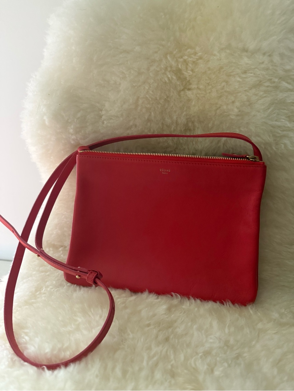 Celine Red Leather Crossbody Pochette
